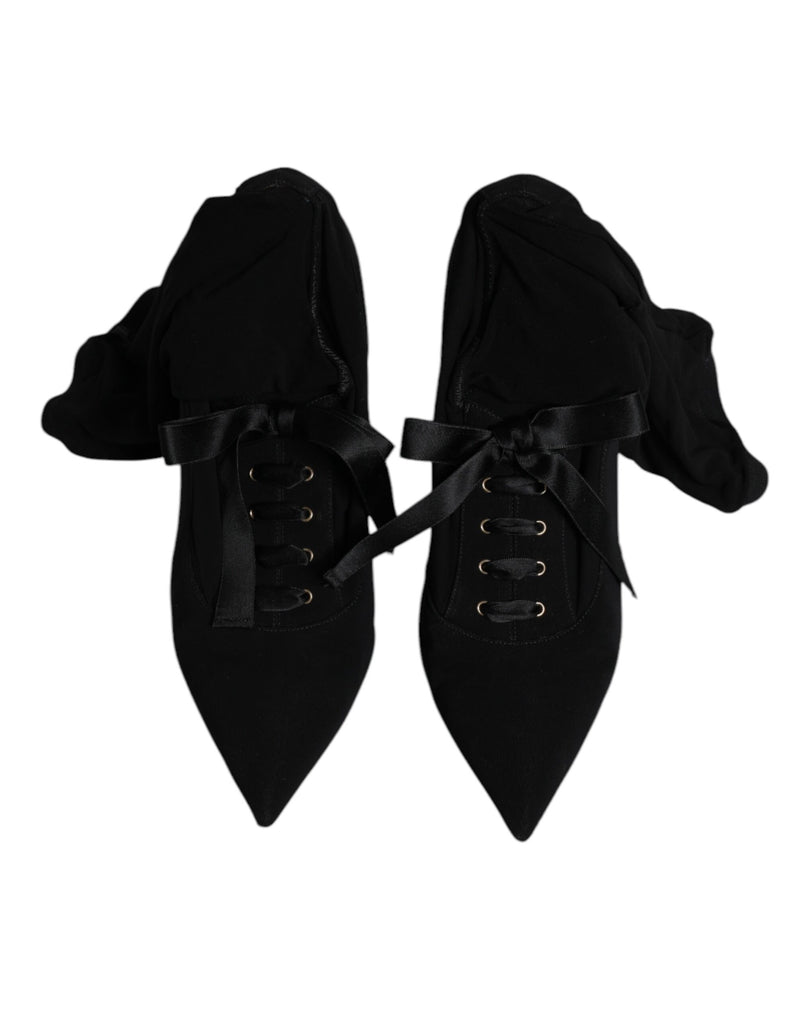 Dolce & Gabbana Black Stiletto Heels Mid Calf Boots
