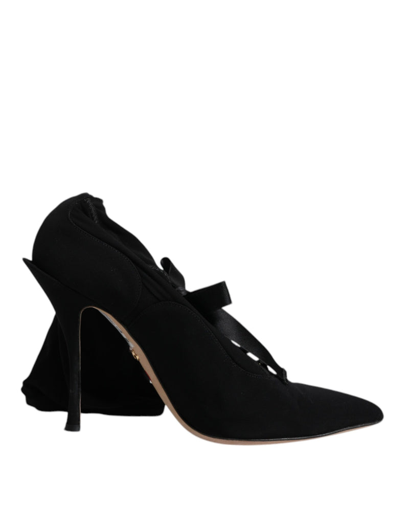 Dolce & Gabbana Black Stiletto Heels Mid Calf Boots