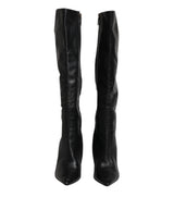 Dolce & Gabbana Black Leather Knee High Heels Boots