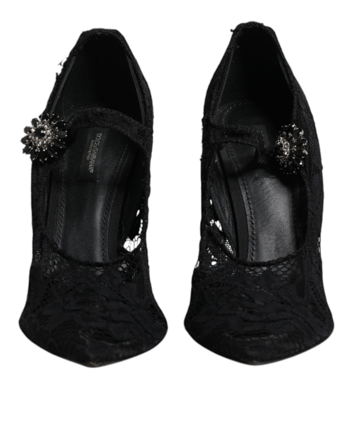 Dolce & Gabbana Black Lace Crystals Mary Jane Pumps