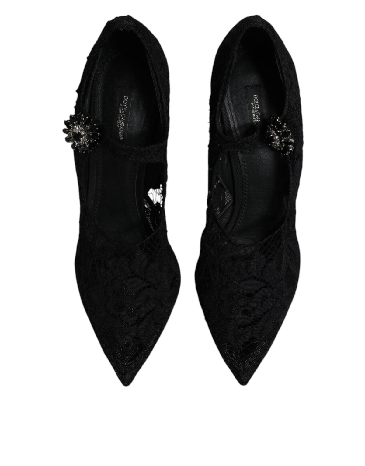 Dolce & Gabbana Black Lace Crystals Mary Jane Pumps