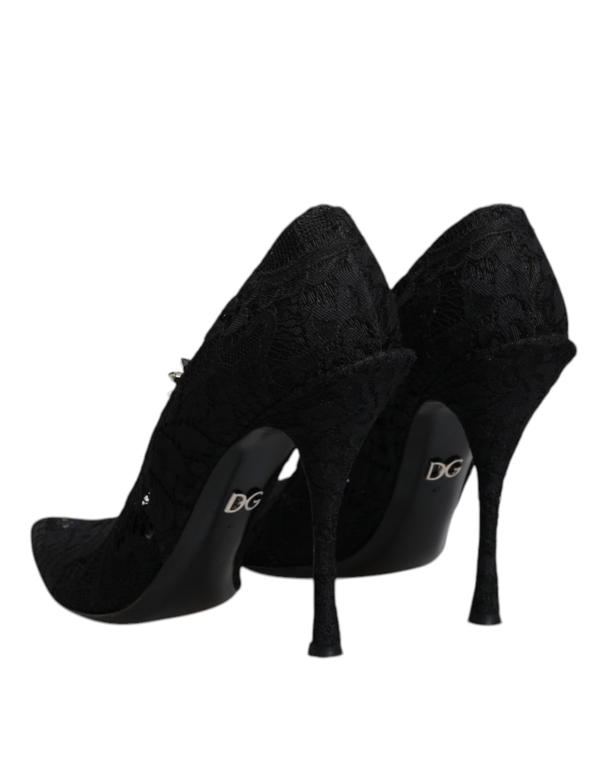 Dolce & Gabbana Black Lace Crystals Mary Jane Pumps
