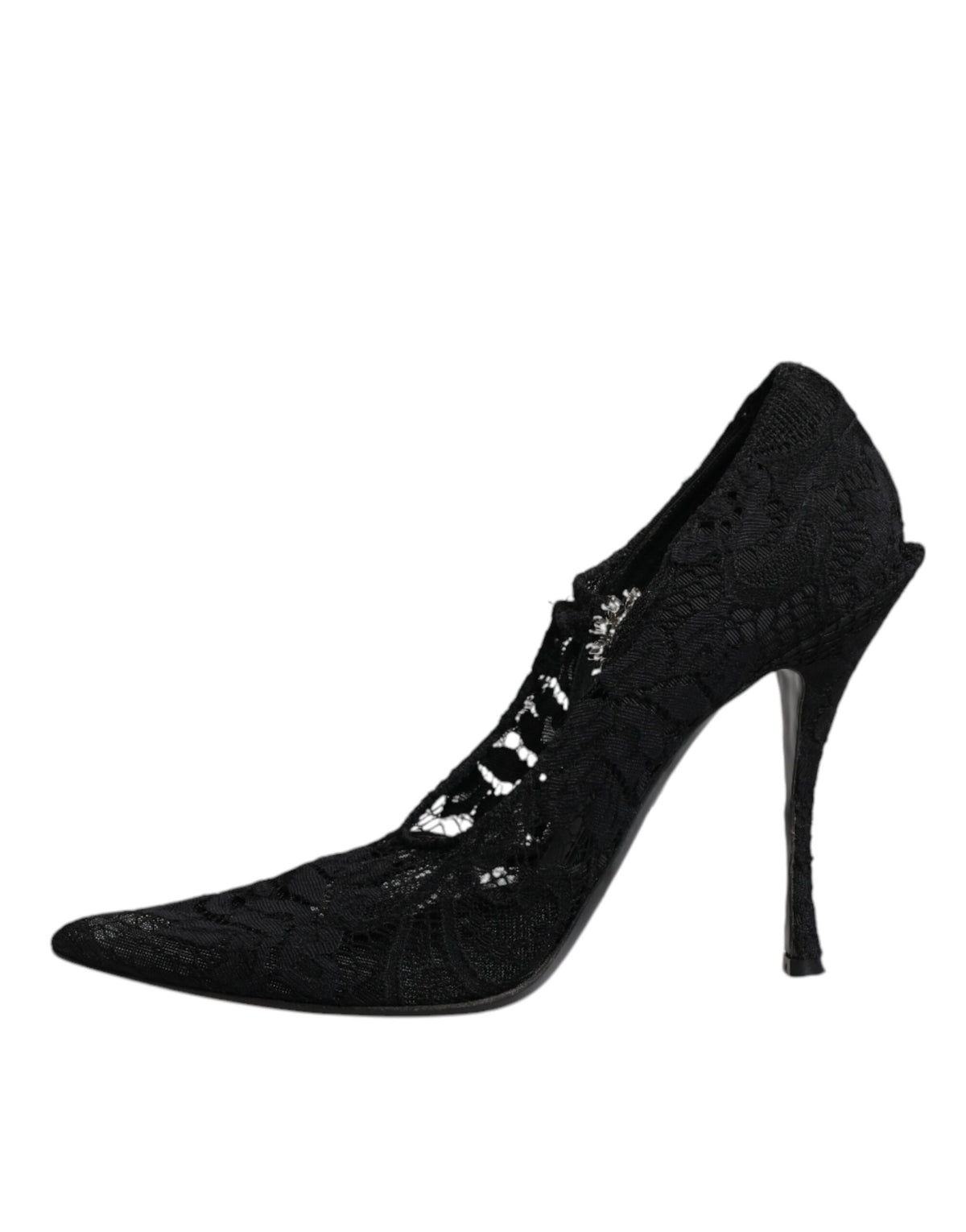 Dolce & Gabbana Black Lace Crystals Mary Jane Pumps