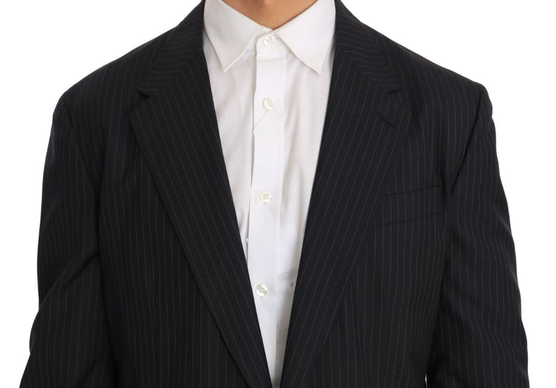 Dolce &amp; Gabbana Grijs Gestreepte Wollen Jas Slanke Blazer
