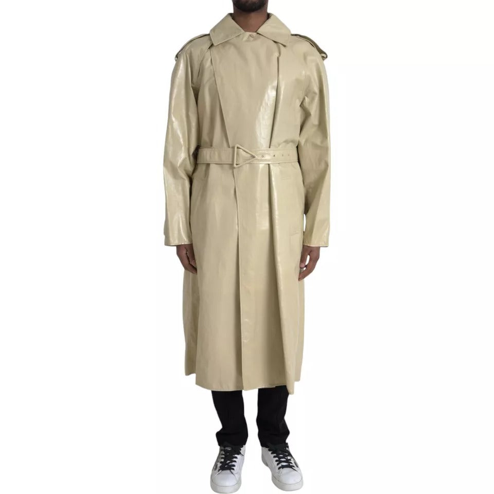 Manteau-trencher en cuir d'agneau beige de Bottega Veneta