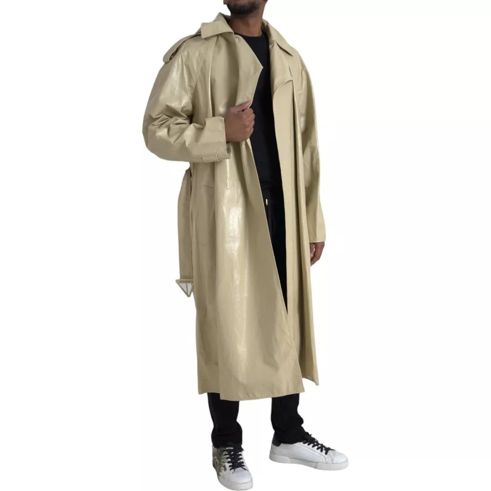 Manteau-trencher en cuir d'agneau beige de Bottega Veneta