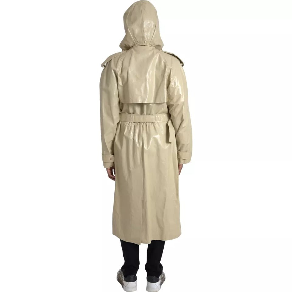 Manteau-trencher en cuir d'agneau beige de Bottega Veneta
