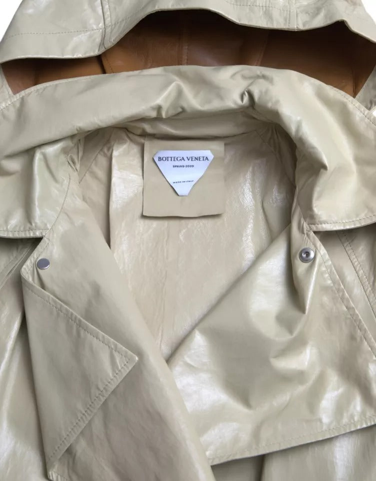 Manteau-trencher en cuir d'agneau beige de Bottega Veneta