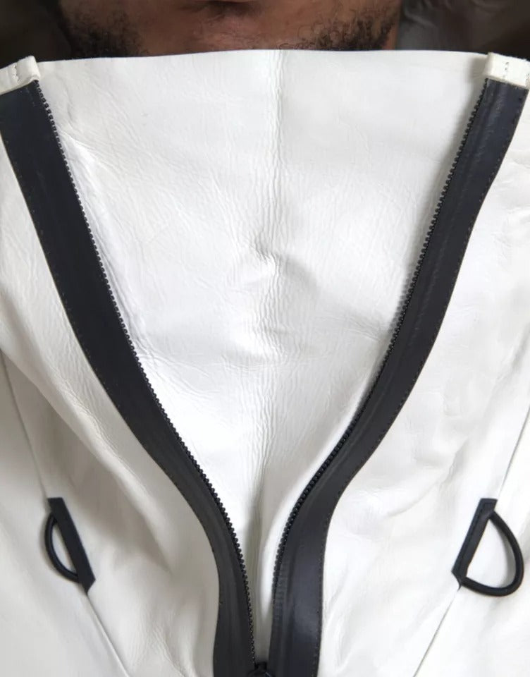 Blouson imperméable en cuir blanc pour homme de Bottega Veneta