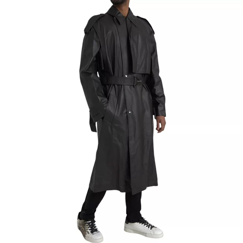 Manteau-pluie en cuir noir pour homme de Bottega Veneta