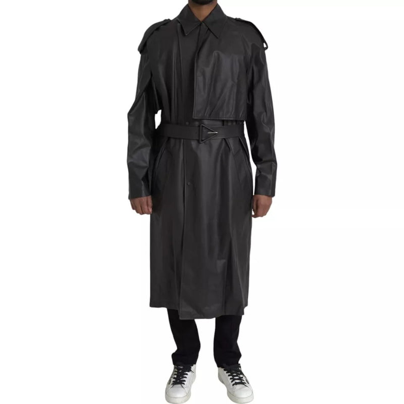 Manteau-pluie en cuir noir pour homme de Bottega Veneta
