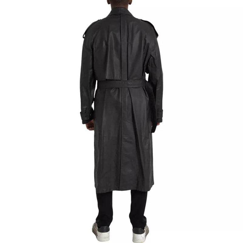 Manteau-pluie en cuir noir pour homme de Bottega Veneta