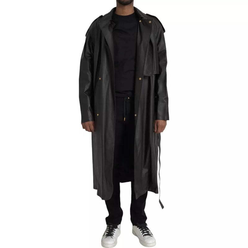 Manteau-pluie en cuir noir pour homme de Bottega Veneta