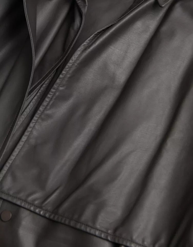 Manteau-pluie en cuir noir pour homme de Bottega Veneta