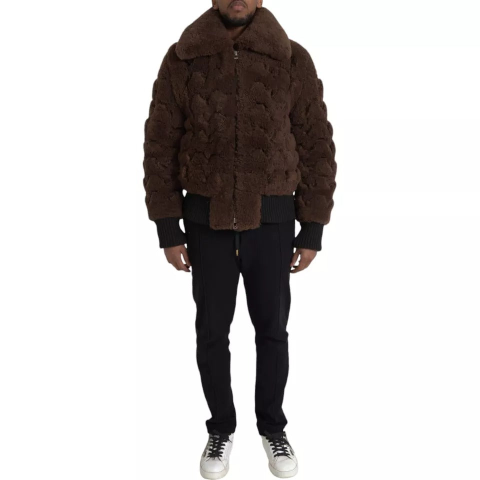 Manteau veste en peau de mouton et fourrure de mouton marron de Bottega Veneta