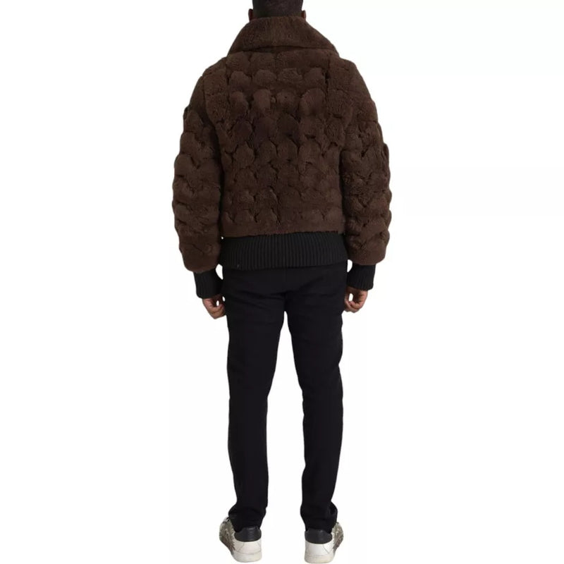 Manteau veste en peau de mouton et fourrure de mouton marron de Bottega Veneta