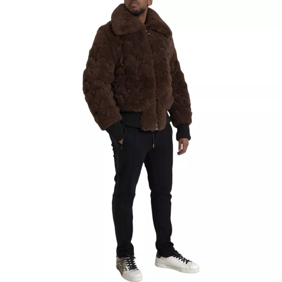 Manteau veste en peau de mouton et fourrure de mouton marron de Bottega Veneta