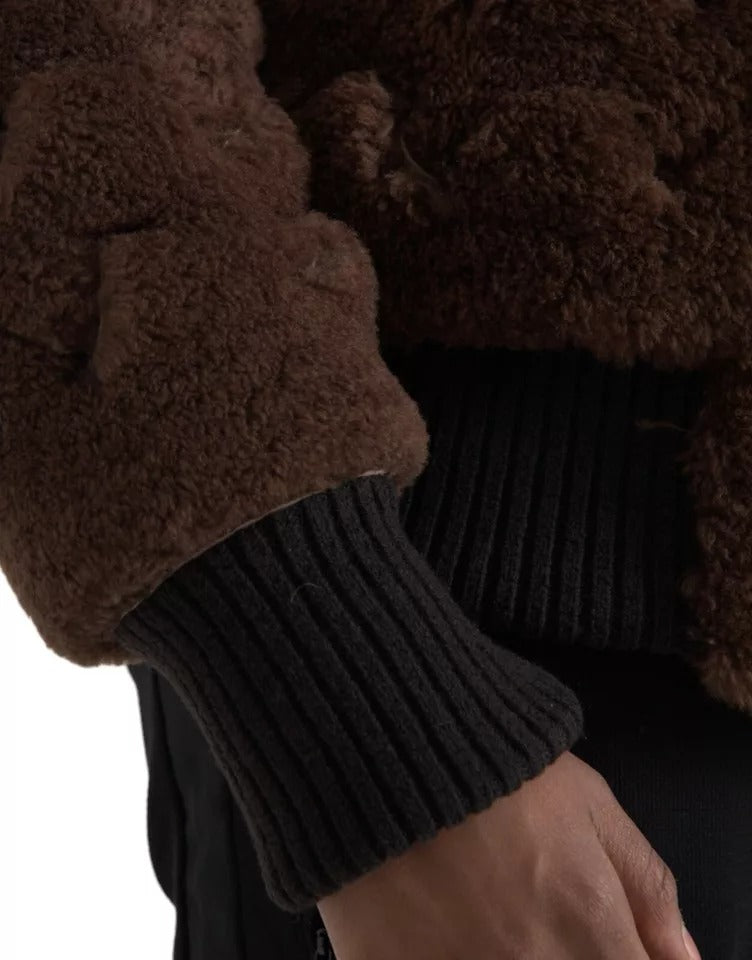 Manteau veste en peau de mouton et fourrure de mouton marron de Bottega Veneta