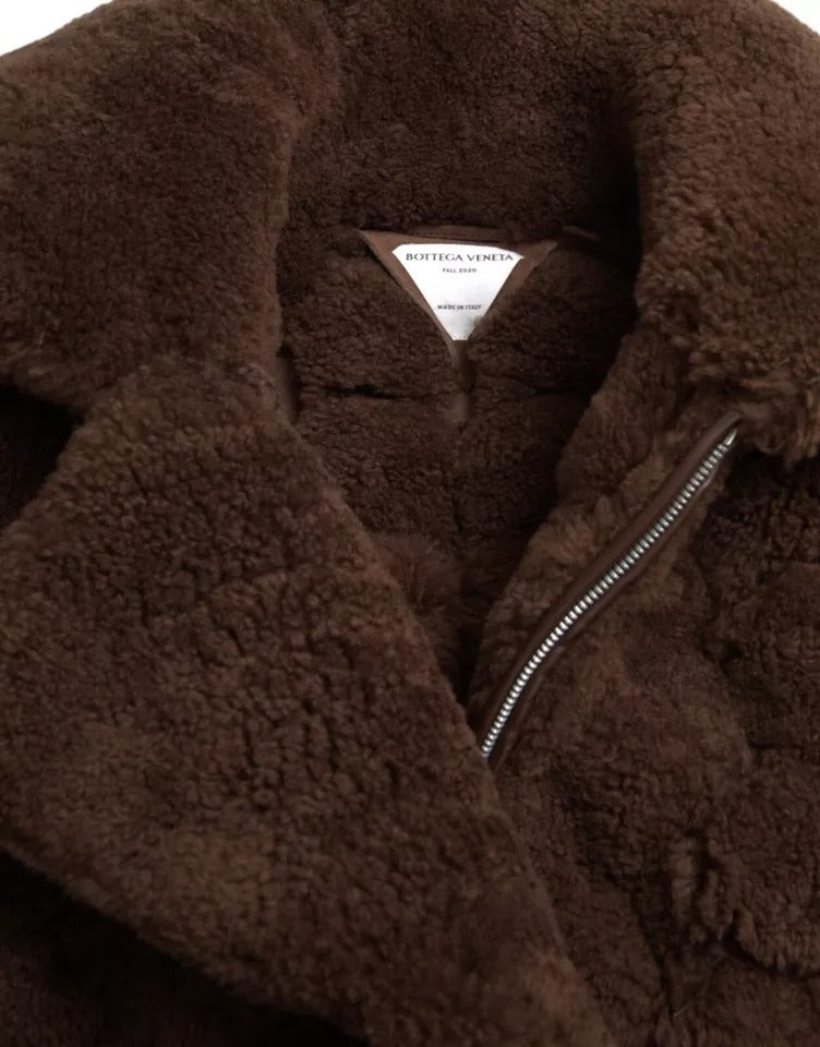 Manteau veste en peau de mouton et fourrure de mouton marron de Bottega Veneta