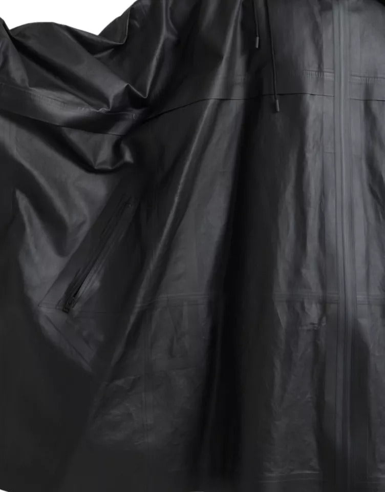 Manteau-trencher homme en cuir noir à capuche de Bottega Veneta