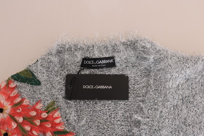 Gilet argenté Dolce &amp; Gabbana, pull à application florale