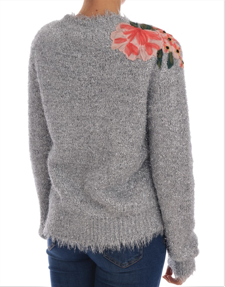 Gilet argenté Dolce &amp; Gabbana, pull à application florale