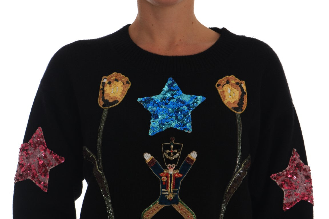 Pull en cachemire noir Dolce &amp; Gabbana Fairy Tale Crystal