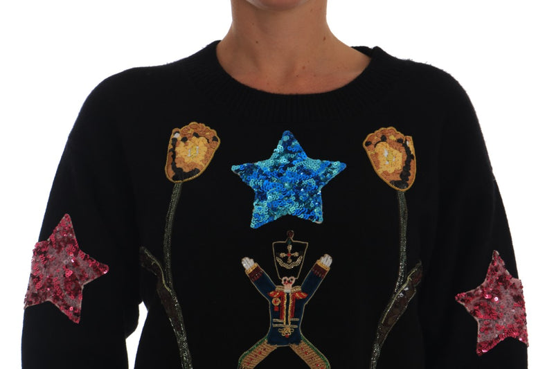 Pull en cachemire noir Dolce &amp; Gabbana Fairy Tale Crystal