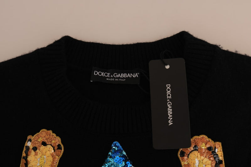 Pull en cachemire noir Dolce &amp; Gabbana Fairy Tale Crystal