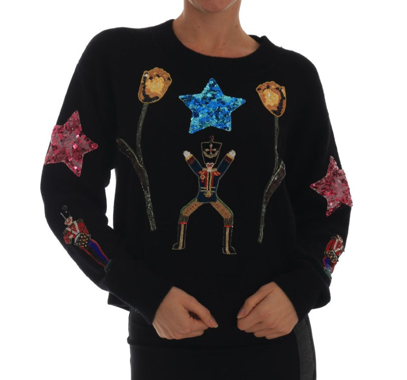 Pull en cachemire noir Dolce &amp; Gabbana Fairy Tale Crystal