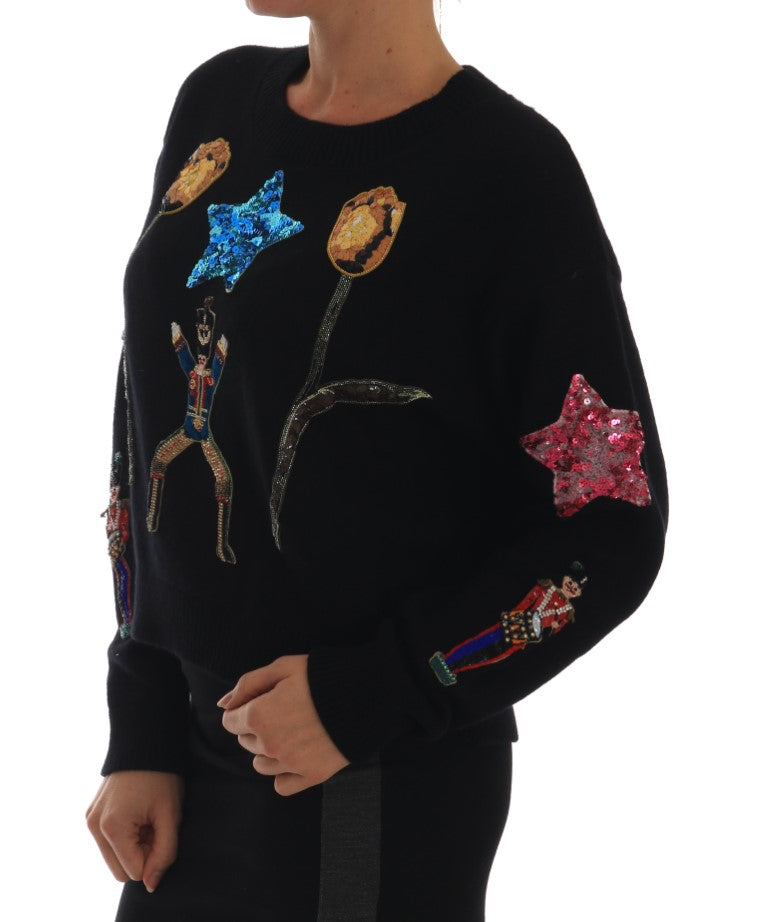 Pull en cachemire noir Dolce &amp; Gabbana Fairy Tale Crystal