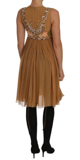 Robe Dolce &amp; Gabbana en soie et cristal doré, coupe trapèze