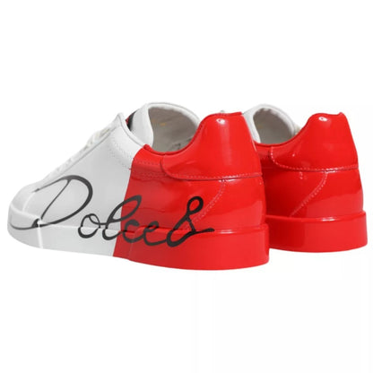 Dolce & Gabbana Witte Rode Portofino Lage Sneakers