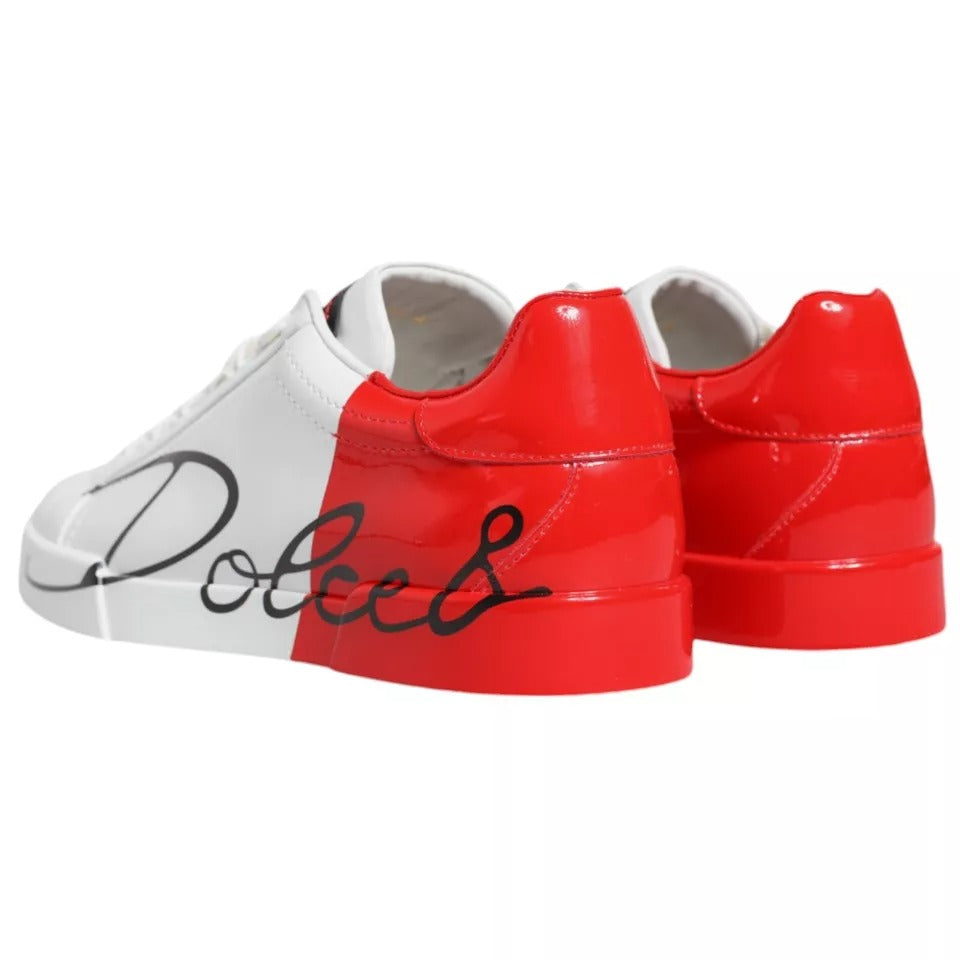 Dolce & Gabbana Witte Rode Portofino Lage Sneakers