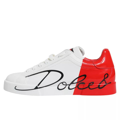 Dolce & Gabbana Witte Rode Portofino Lage Sneakers