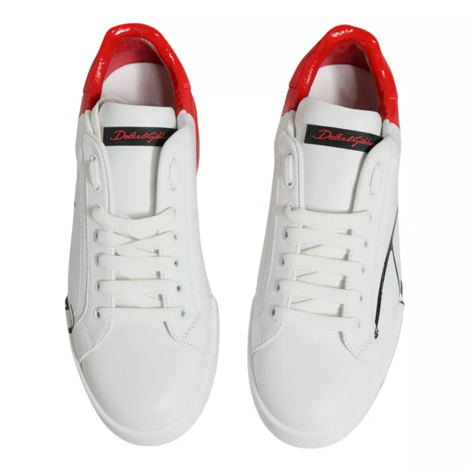 Dolce & Gabbana Witte Rode Portofino Lage Sneakers