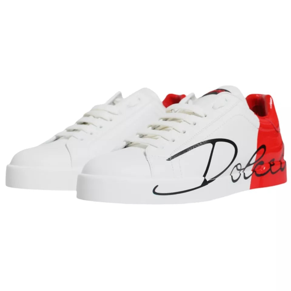 Dolce & Gabbana Witte Rode Portofino Lage Sneakers