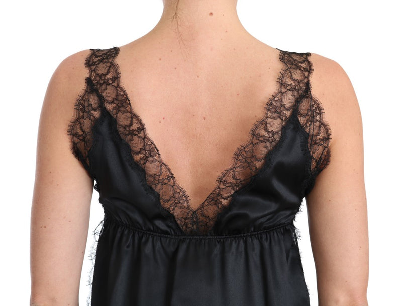 Débardeur Dolce &amp; Gabbana Lingerie en dentelle noire et soie stretch