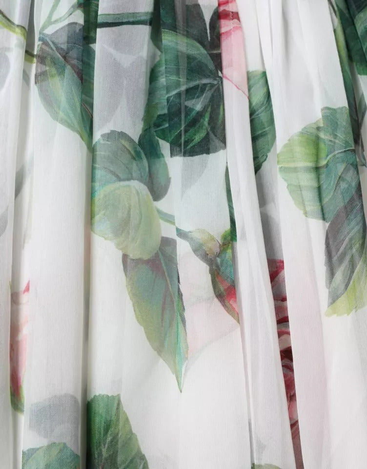 Robe Midi A-Line en Soie Imprimée Florale Dolce & Gabbana
