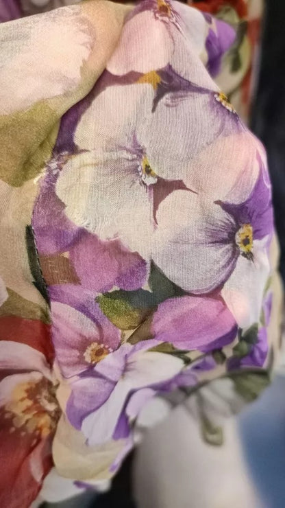 Dolce & Gabbana Beige bloemenprint mouwloze A-lijn minirok