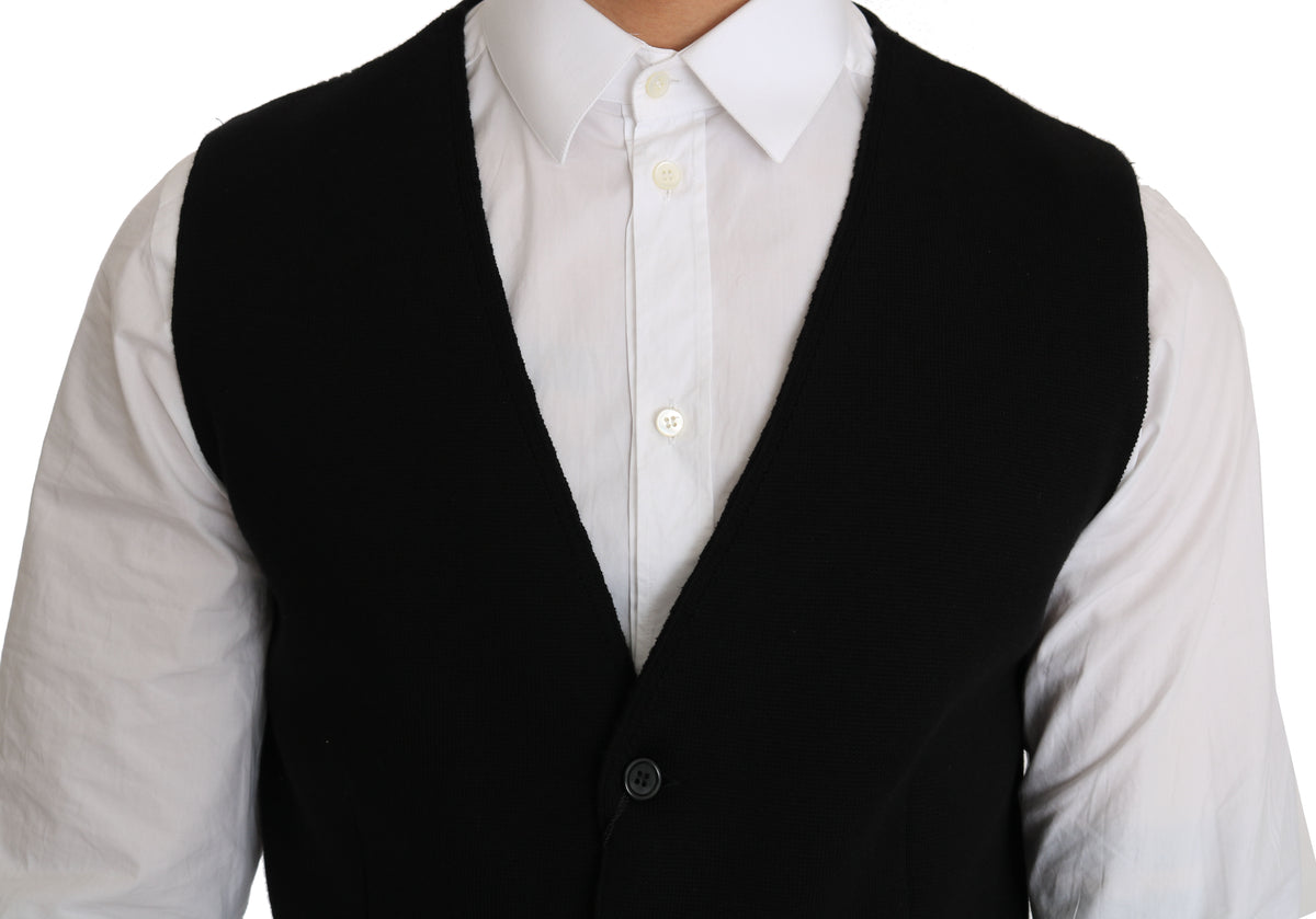 Robe Dolce &amp; Gabbana en coton noir, gilet tissé