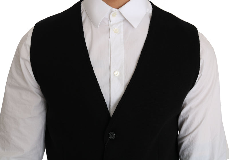 Robe Dolce &amp; Gabbana en coton noir, gilet tissé