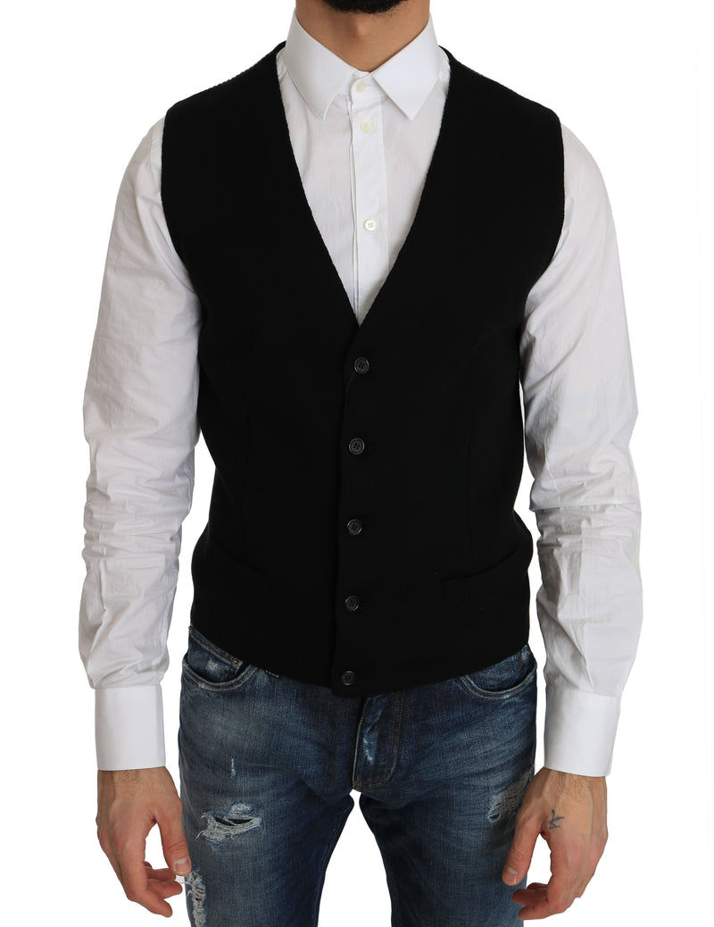Robe Dolce &amp; Gabbana en coton noir, gilet tissé