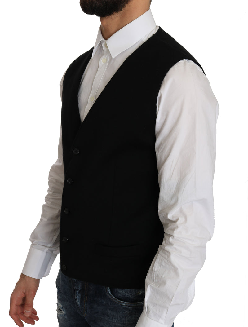 Robe Dolce &amp; Gabbana en coton noir, gilet tissé