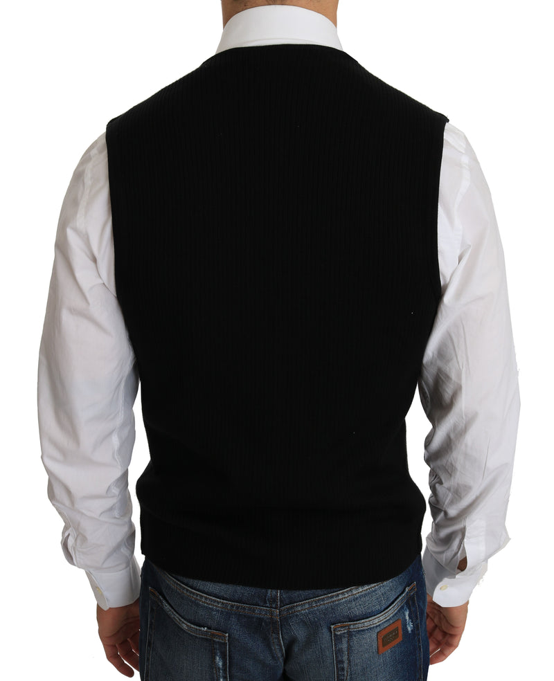 Robe Dolce &amp; Gabbana en coton noir, gilet tissé