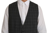 Gilet extensible à carreaux STAFF en laine grise Dolce &amp; Gabbana