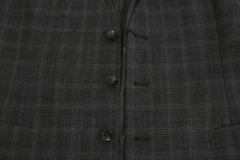 Gilet extensible à carreaux STAFF en laine grise Dolce &amp; Gabbana