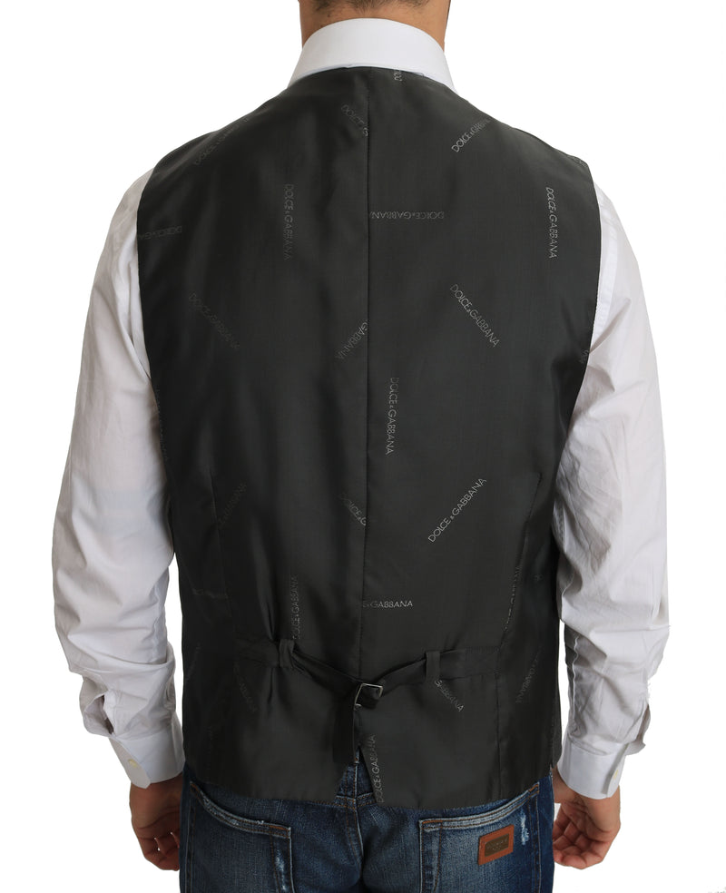 Gilet extensible à carreaux STAFF en laine grise Dolce &amp; Gabbana
