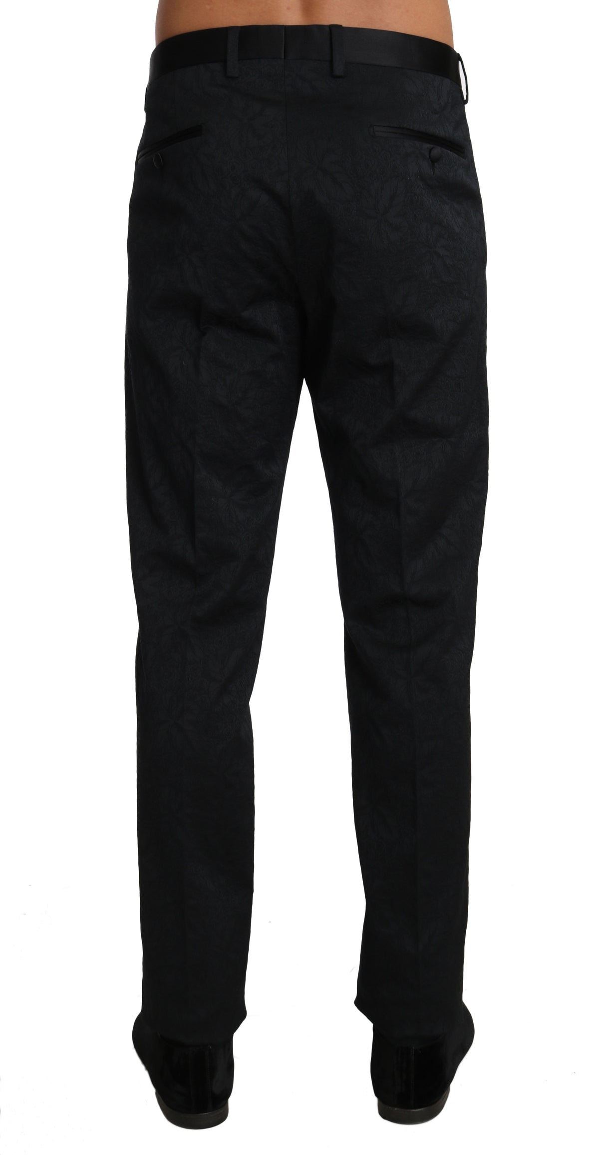 Pantalon habillé Dolce &amp; Gabbana en brocart de coton noir