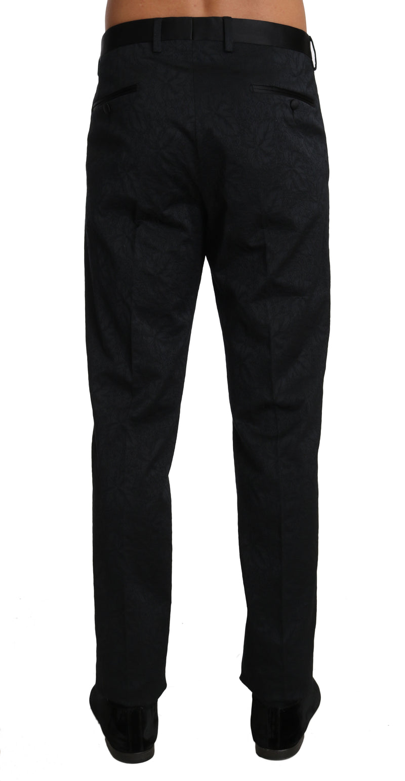 Pantalon habillé Dolce &amp; Gabbana en brocart de coton noir